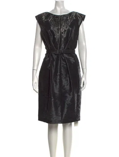 Pre-owned Escada Patterned Midi Length Dress In Grey