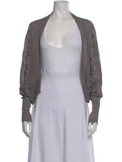 Pre-owned Escada Patterned Open Front Sweater In Grey