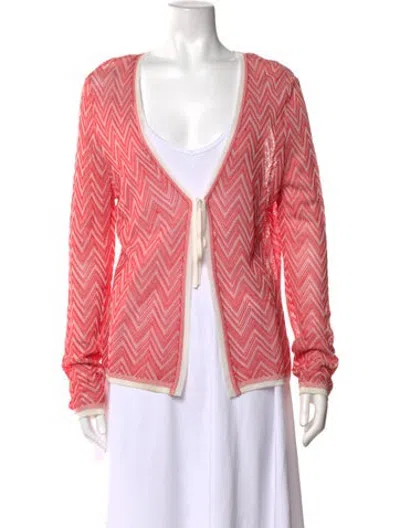 Pre-owned Escada Patterned Open Front Sweater In Pink