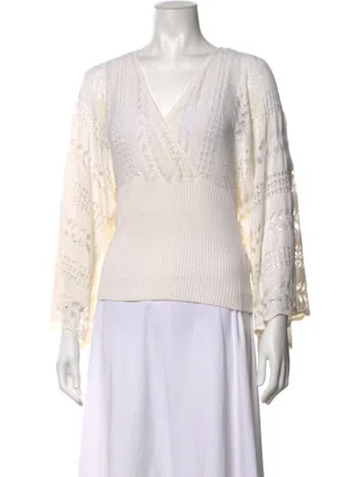 Pre-owned Escada Patterned V-neck Sweater In White
