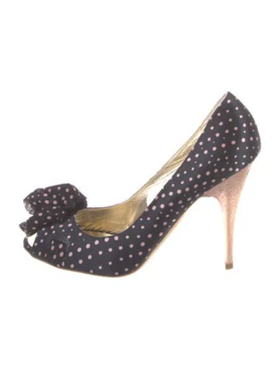 Pre-owned Escada Polka Dot Print Pumps In Blue