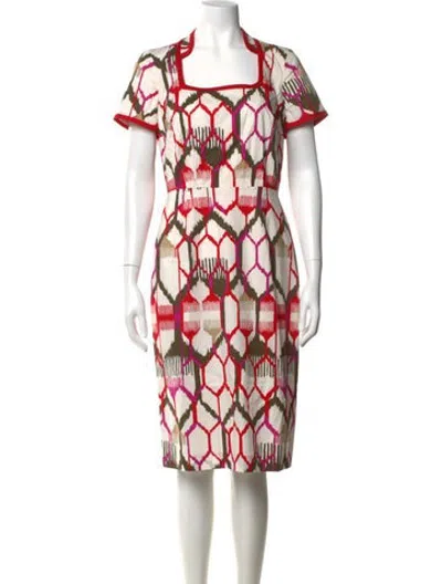 Pre-owned Escada Printed Knee-length Dress In Red
