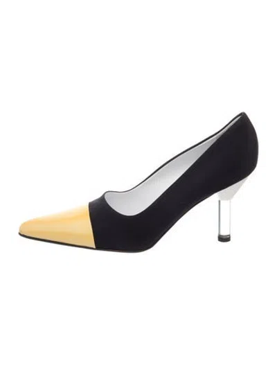 Pre-owned Escada Satin Colorblock Pattern Pumps In Blue