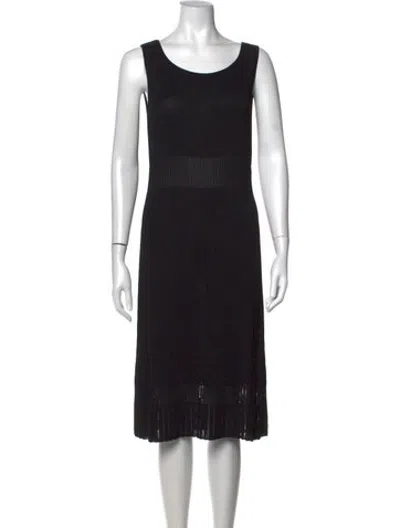 Pre-owned Escada Scoop Neck Midi Length Dress In Black