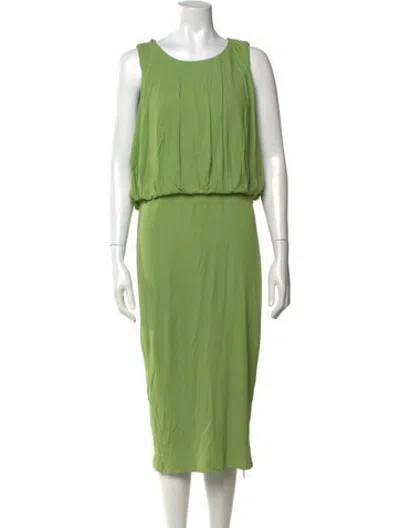 Pre-owned Escada Scoop Neck Midi Length Dress In Green