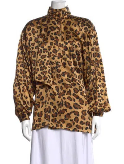 Pre-owned Escada Silk Animal Print Blouse In Neutrals