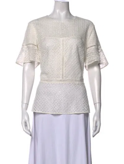 Pre-owned Escada Silk Crew Neck Blouse In White