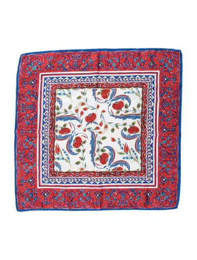 Pre-owned Escada Silk Floral Print Bandana In Blue