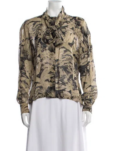 Pre-owned Escada Silk Floral Print Blouse In Multicolor