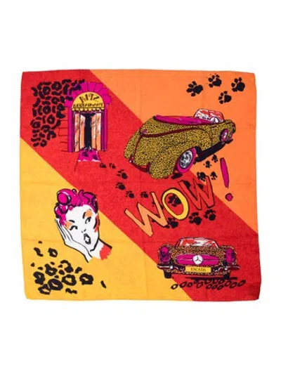 Pre-owned Escada Silk Graphic Print Scarf In Red