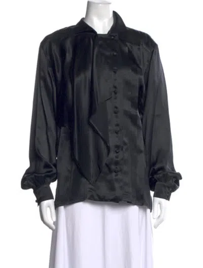 Pre-owned Escada Silk Long Sleeve Blouse In Blue