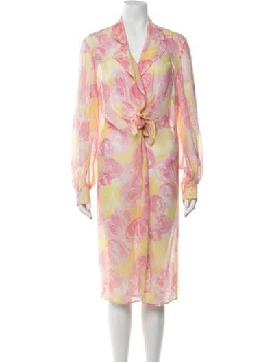 Pre-owned Escada Silk Midi Length Dress In Pink