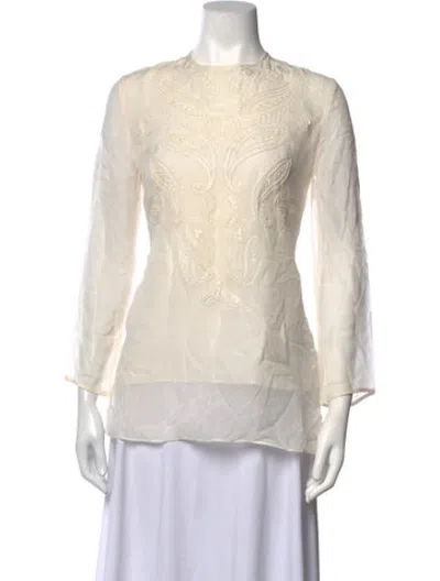 Pre-owned Escada Silk Paisley Print Blouse In Neutrals
