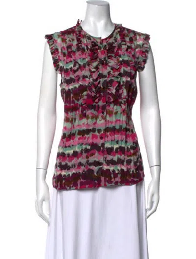Pre-owned Escada Silk Printed Blouse In Pink
