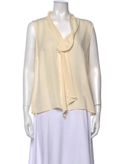 Pre-owned Escada Silk Tie Neck Blouse In Neutrals