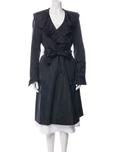 Pre-owned Escada Silk Trench Coat In Blue