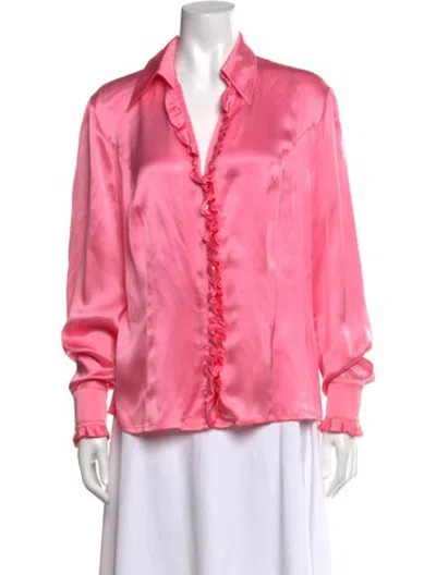Pre-owned Escada Silk V-neck Blouse In Pink