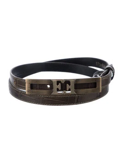 Pre-owned Escada Skinny Leather Belt In Brown