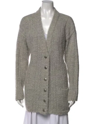 Pre-owned Escada Sport Mohair Open Front Sweater In Grey