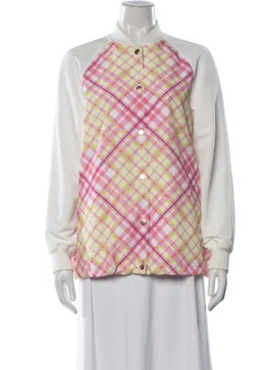 Pre-owned Escada Sport Plaid Print Bomber Jacket In Pink