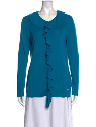 Pre-owned Escada Sport Silk Open Front Sweater In Blue