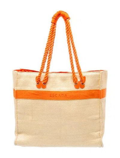 Pre-owned Escada Straw Tote In Neutrals