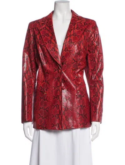 Pre-owned Escada Suede Animal Print Blazer In Red