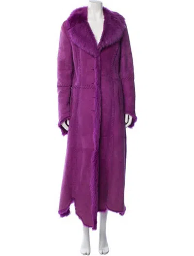 Pre-owned Escada Suede Fur Coat In Purple