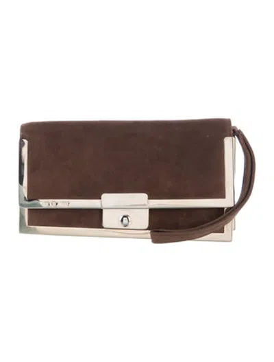Pre-owned Escada Suede Wallet In Brown