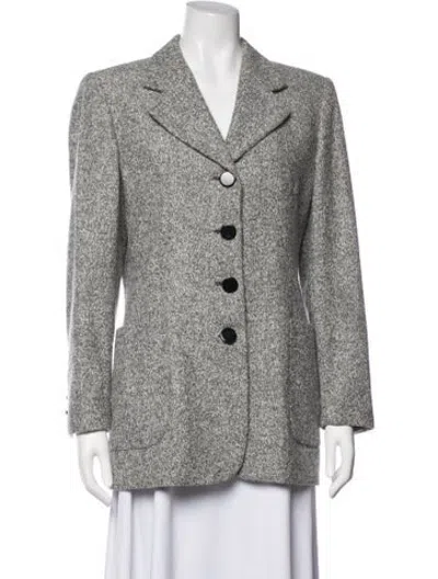 Pre-owned Escada Tweed Pattern Blazer In Black/white