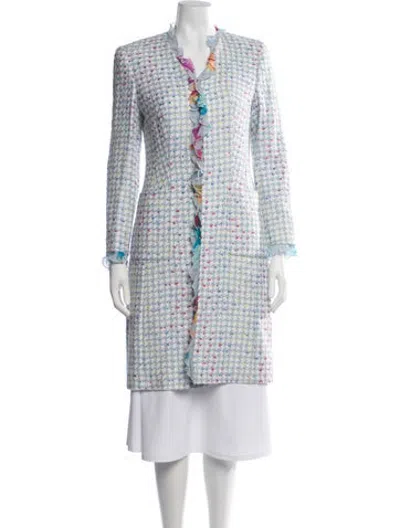 Pre-owned Escada Tweed Pattern Coat In Blue