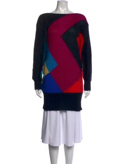 Pre-owned Escada Vintage Colorblock Pattern Sweater In Multicolor