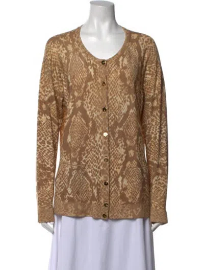 Pre-owned Escada Virgin Wool Animal Print Sweater In Neutrals