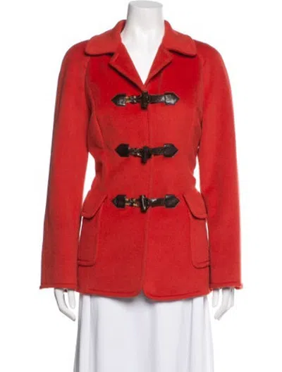 Pre-owned Escada Virgin Wool Coat In Red