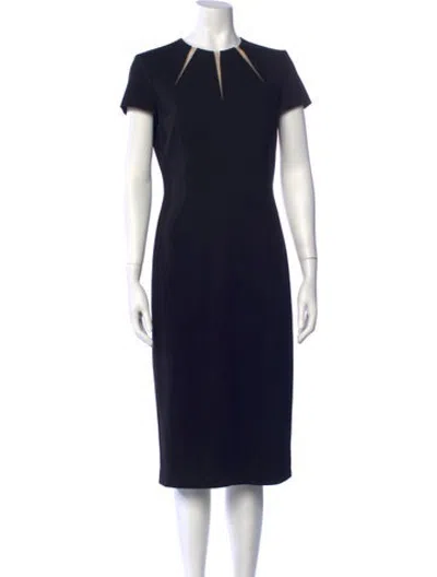 Pre-owned Escada Virgin Wool Knee-length Dress In Black