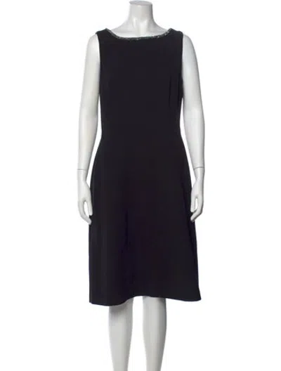 Pre-owned Escada Virgin Wool Knee-length Dress In Black