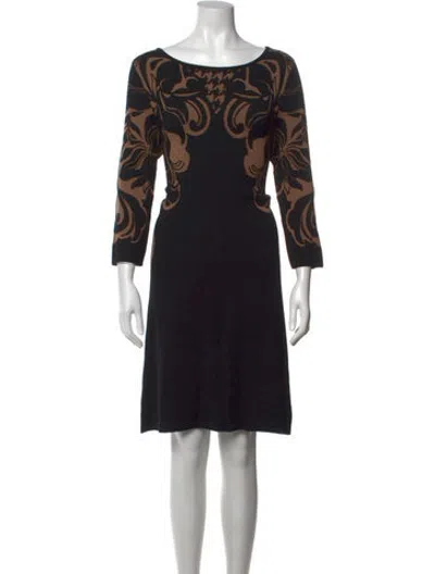 Pre-owned Escada Virgin Wool Knee-length Dress In Black