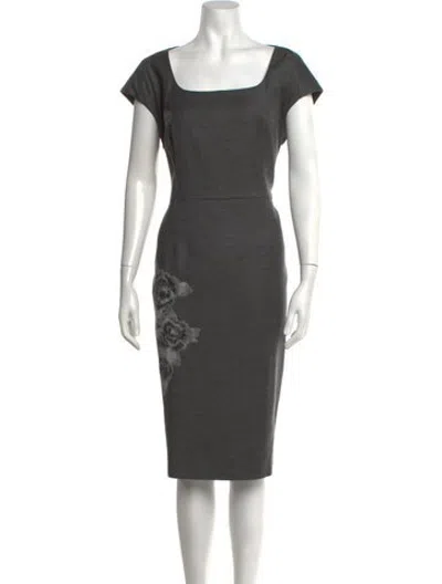 Pre-owned Escada Virgin Wool Knee-length Dress In Grey