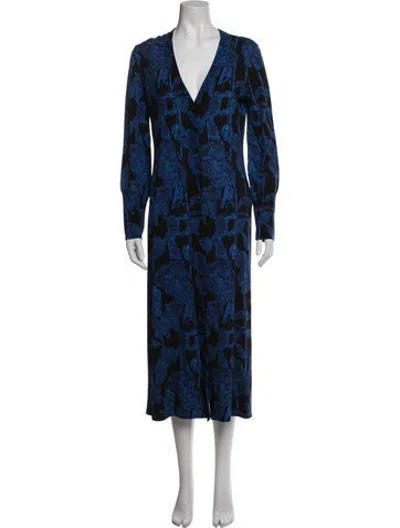 Pre-owned Escada Virgin Wool Long Dress In Blue
