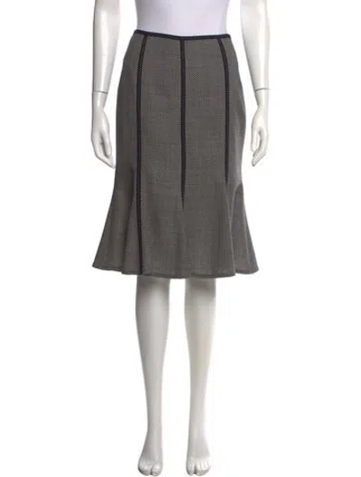 Pre-owned Escada Virgin Wool Midi Length Skirt In Black