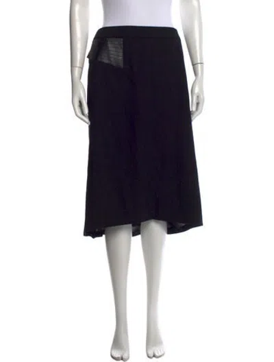 Pre-owned Escada Virgin Wool Midi Length Skirt In Black