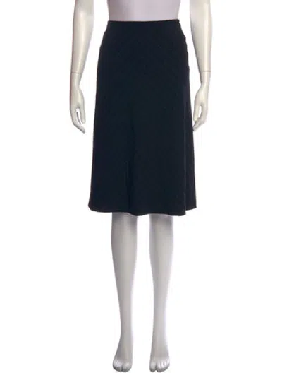 Pre-owned Escada Virgin Wool Midi Length Skirt In Black