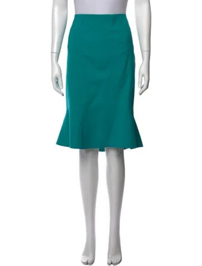 Pre-owned Escada Virgin Wool Midi Length Skirt In Blue