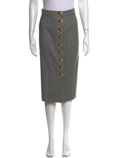 Pre-owned Escada Virgin Wool Midi Length Skirt In Grey