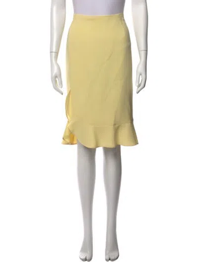Pre-owned Escada Virgin Wool Midi Length Skirt In Yellow