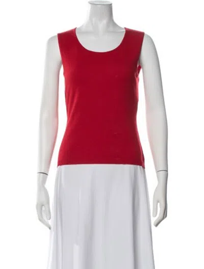 Pre-owned Escada Virgin Wool Scoop Neck Top In Red