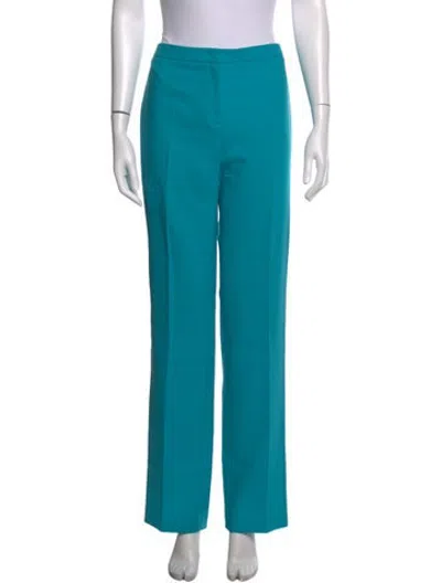 Pre-owned Escada Virgin Wool Straight Leg Pants In Blue