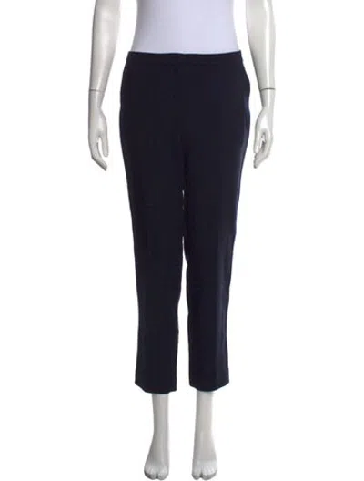 Pre-owned Escada Virgin Wool Straight Leg Pants In Blue