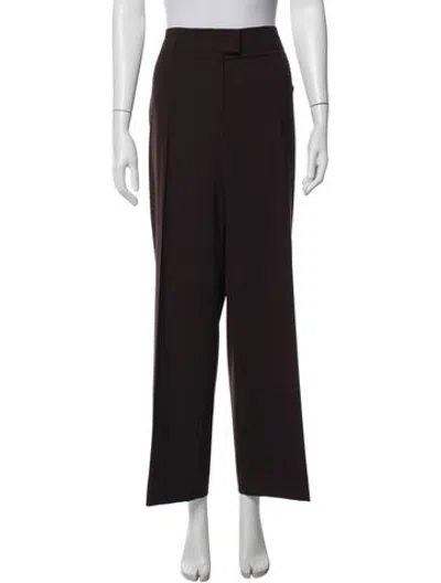 Pre-owned Escada Virgin Wool Straight Leg Pants In Burgundy