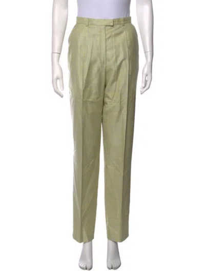 Pre-owned Escada Virgin Wool Straight Leg Pants In Green/neutrals